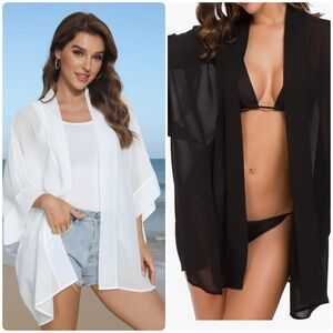 Chic Sheer Black Kimono Cardigans new